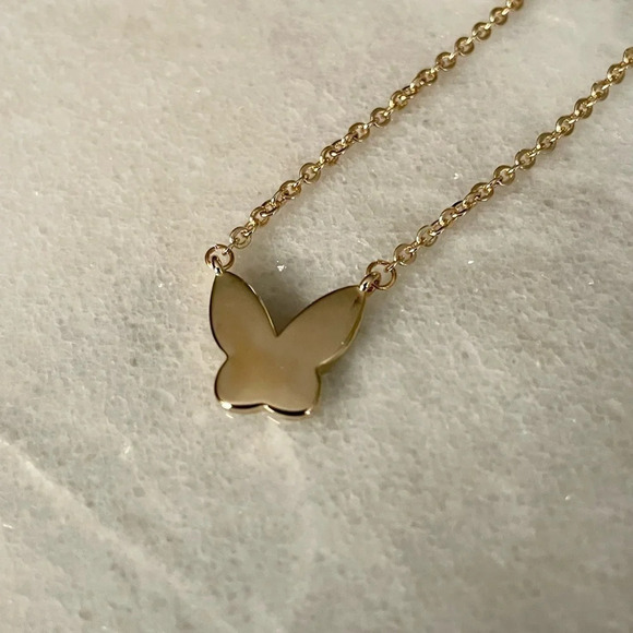Gold Plated MOP Butterfly Dainty Necklace - Picture 14 of 16